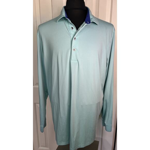 Greyson Men’s Long Sleeve Mint Green Golf Pullover Polo XL - Picture 1 of 7